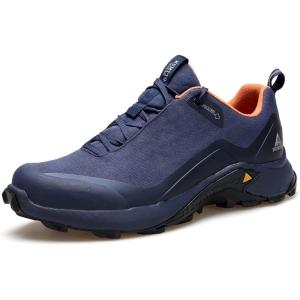 imageHUMTTO Mens AllTerrain Waterproof Hiking Shoes Lightweight Breathable Trekking Anti Slip Outdoor Trails ShoesNavy Blue
