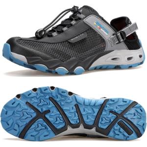 imageHUMTTO Mens Amphibious Water Shoes  Hiking Sandals for Men Outdoor Water Sandal Closed Toe NonSlip River Shoes Summer Quick Drying Aqua ShoeBlack Denim Blue