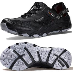 imageHUMTTO Mens Amphibious Water Shoes  Hiking Sandals for Men Outdoor Water Sandal Closed Toe NonSlip River Shoes Summer Quick Drying Aqua ShoeBlackGrey