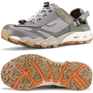imageHUMTTO Mens Amphibious Water Shoes  Hiking Sandals for Men Outdoor Water Sandal Closed Toe NonSlip River Shoes Summer Quick Drying Aqua ShoeShallow Khaki