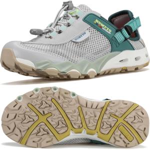 imageHUMTTO Womens Amphibious Water Shoes  Closed Toe Hiking Sandals Summer Outdoor Water Sandal NonSlip River Shoes Quick Drying Aqua ShoeGrey Green