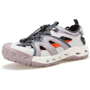 imageHUMTTO Womens Amphibious Closed Toe Hiking Sandals QuickDry Water Shoes NonSlip Athletic Adjustable Outdoor Fisherman Summer Beach Walking Travel ShoePinkBeige Grey