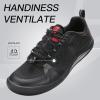 imageHUMTTO Mens Lightweight Walking Shoes Flat Slip Resistant Sneakers Outdoor Casual Comfortable Shoes Breathable Work ShoesBlackRed