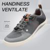 imageHUMTTO Mens Lightweight Walking Shoes Flat Slip Resistant Sneakers Outdoor Casual Comfortable Shoes Breathable Work ShoesGrey