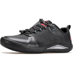 imageHUMTTO Mens Lightweight Walking Shoes Flat Slip Resistant Sneakers Outdoor Casual Comfortable Shoes Breathable Work ShoesBlackRed