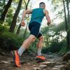 imageHUMTTO Mens Trail Running Shoes Quick Laces Cross Training Shoes Comfortable Breathable Anti Slip Walking Outdoors Athletic SneakersOrangeBlack