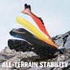 imageHUMTTO Mens Trail Running Shoes Quick Laces Cross Training Shoes Comfortable Breathable Anti Slip Walking Outdoors Athletic SneakersOrangeBlack