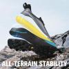 imageHUMTTO Mens Trail Running Shoes Quick Laces Cross Training Shoes Comfortable Breathable Anti Slip Walking Outdoors Athletic SneakersGreyBlack