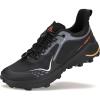 imageHUMTTO Mens Quick Laces Hiking Sneaker Lightweight Breathable Walking Outdoors Trail Running ShoesBlack
