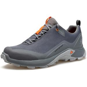 imageHUMTTO Mens AllTerrain Waterproof Hiking Shoes Lightweight Breathable Anti Slip Outdoor Trekking Trails ShoesGrey