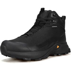 image:imageHUMTTO Mens Waterproof Hiking Boots Lightweight Breathable Mid Ankle Trekking Trail Shoes AntiSlip Work Boots for Backpacking CampingBlack