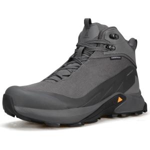 image:imageHUMTTO Mens Waterproof Hiking Boots Lightweight Breathable Mid Ankle Trekking Trail Shoes AntiSlip Work Boots for Backpacking CampingDark Grey