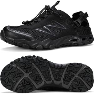 image:imageHUMTTO Water Shoes Men Quick Dry Outdoor Sports Barefoot Shoes NonSlip Aqua Hiking Sandals for Summer Swimming Surfing Kayaking Diving  Pool Beach Lake amp River All Black 75All Black