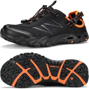 image:imageHUMTTO Water Shoes Men Quick Dry Outdoor Sports Barefoot Shoes NonSlip Aqua Hiking Sandals for Summer Swimming Surfing Kayaking Diving  Pool Beach Lake amp River All Black 75Black