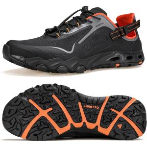 image:imageHUMTTO Mens Amphibious Water Shoes  Hiking Sandals for Men Outdoor Water Sandal Closed Toe NonSlip River Shoes Summer Quick Drying Aqua ShoeBlackOrange