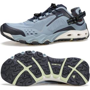 image:imageHUMTTO Mens Amphibious Water Shoes  Hiking Sandals for Men Outdoor Water Sandal Closed Toe NonSlip River Shoes Summer Quick Drying Aqua ShoeLight BlueDark Blue