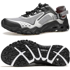 image:imageHUMTTO Mens Amphibious Water Shoes  Hiking Sandals for Men Outdoor Water Sandal Closed Toe NonSlip River Shoes Summer Quick Drying Aqua ShoeSilver GrayBlack