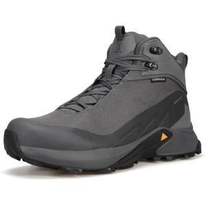 image:imageHUMTTO Mens Waterproof Hiking Boots Lightweight Mid Ankle Trekking Shoes Anti Slip Outdoor Trail Boots for Backpacking CampingDark Grey