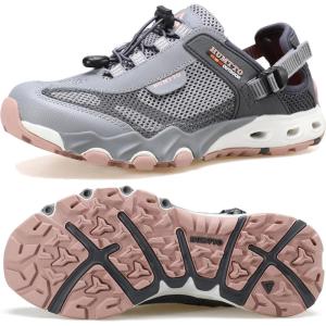 image:imageHUMTTO Womens Amphibious Water Shoes  Closed Toe Hiking Sandals Summer Outdoor Water Sandal NonSlip River Shoes Quick Drying Aqua ShoeAsh GreySky Grey