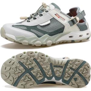 image:imageHUMTTO Womens Amphibious Water Shoes  Closed Toe Hiking Sandals Summer Outdoor Water Sandal NonSlip River Shoes Quick Drying Aqua ShoePine GreenBeige