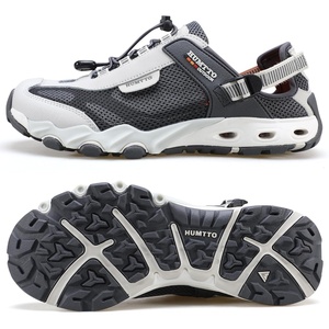 image:imageHUMTTO Mens Amphibious Water Shoes  Hiking Sandals for Men Outdoor Water Sandal Closed Toe NonSlip River Shoes Summer Quick Drying Aqua ShoeDark GrayBeige